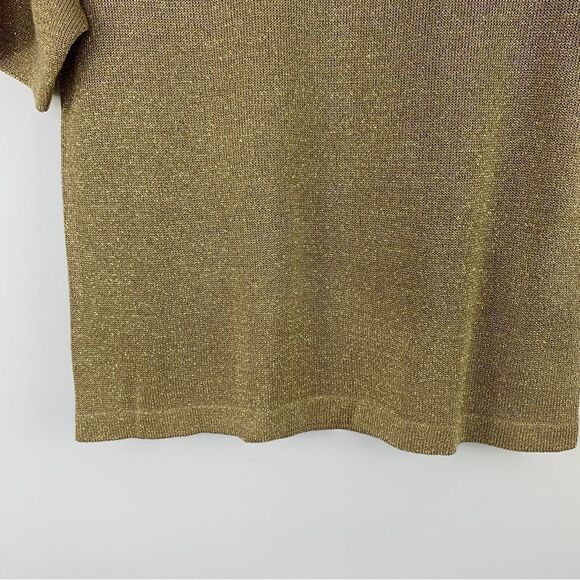 Drapers and Damon’s Short Sleeve Mock Turtle Gold Knit Top Petite Medium - Picture 6 of 11
